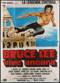 2k172 BRUCE LE STRIKES BACK Italian 2p 1982 Aller art of the kung fu star kicking in mid air!