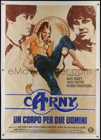 2k173 CARNY Italian 2p 1981 completely different art of topless Jodie Foster, Robertson, Busey!