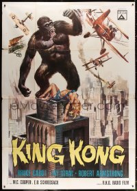 2k200 KING KONG Italian 2p R1966 great art of giant ape & sexy Fay Wray on Empire State Building!