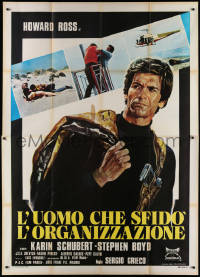 2k213 ONE MAN AGAINST THE ORGANIZATION Italian 2p 1975 close up art of Howard Ross with gun!