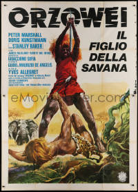 2k214 ORZOWEI IL FIGLIO DELLA SAVANA Italian 2p 1976 Peter Marshall as Tarzan-like hero, rare!
