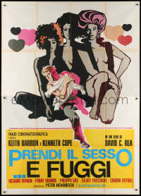 2k218 PASSION POTION Italian 2p 1974 cool art of three sexy half-naked ladies + running man!