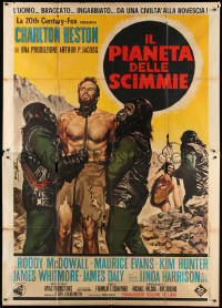 2k220 PLANET OF THE APES Italian 2p 1968 art of Charlton Heston by Enzo Nistri, very rare!