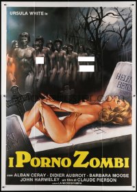 2k222 PORNO ZOMBIES Italian 2p 1980 La Fille A La Fourrure, art of sexy naked blonde & undead, rare!