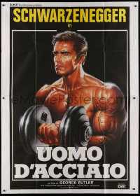 2k223 PUMPING IRON Italian 2p 1986 best Enzo Sciotti art of Arnold Schwarzenegger lifting weights!