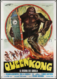 2k225 QUEEN KONG Italian 2p 1977 fantastic art of giant ape terrorizing Big Ben in London!