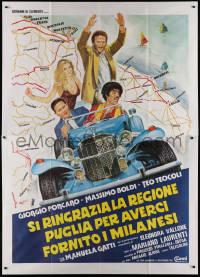 2k232 SI RINGRAZIA LA REGIONE PUGLIA Italian 2p 1982 Avelli art of top stars in cool Mercedes car!