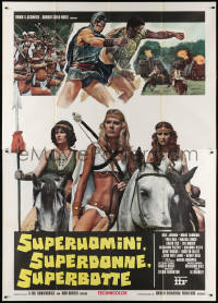 2k240 SUPERSTOOGES VS. THE WONDERWOMEN Italian 2p 1974 great art of wacky heroes & Amazon women!