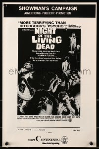 2k108 NIGHT OF THE LIVING DEAD pressbook 1968 George Romero classic, they lust for human flesh!