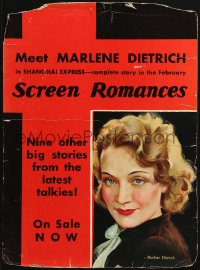 2k023 SCREEN ROMANCES 12x16 advertising poster Feb 1932 meet Marlene Dietrich in Shanghai Express!