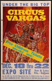 2k121 CIRCUS VARGAS WC 1980s wonderful art of circus elephants, lions & performers!