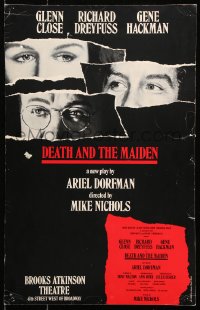 2k122 DEATH & THE MAIDEN stage play WC 1992 Glenn Close, Richard Dreyfuss, Gene Hackman, Mike Nichols