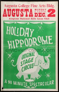 2k133 HOLIDAY HIPPODROME WC 1960s original stage circus, a 90 minute spectacular, elephant art!