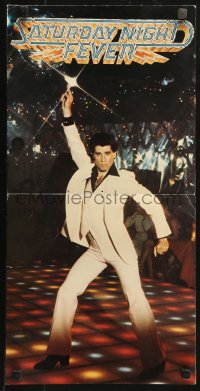 2k085 SATURDAY NIGHT FEVER promo brochure 1977 disco dancer John Travolta, unfolds to 12x24 poster!