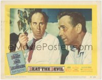 2m294 BEAT THE DEVIL LC #7 1953 great c/u of wide-eyed Robert Morley looking at Humphrey Bogart!