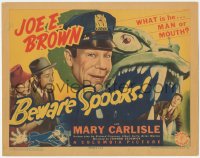 2m015 BEWARE SPOOKS TC 1939 is Joe E. Brown man or mouth?, Mary Carlisle, wacky image!