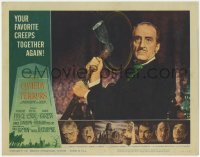 2m369 COMEDY OF TERRORS LC #2 1964 great close up of Basil Rathbone attacking with axe!
