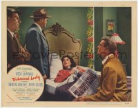 2m400 DISHONORED LADY LC #4 1947 Hedy Lamarr in bed, Dennis O'Keefe w/murder headline in newspaper!