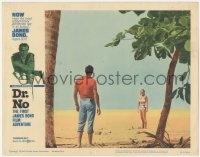 2m412 DR. NO LC #6 1963 Sean Connery as James Bond stares at sexy Ursula Andress across beach!