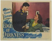 2m421 EDGE OF DARKNESS LC 1942 scared Nancy Coleman stares up at creepy Nazi Helmut Dantine!