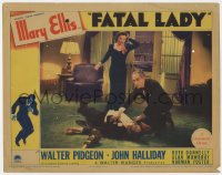 2m430 FATAL LADY LC 1936 scared Mary Ellis watches John Halliday check man's body after struggle!