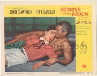 2m431 FEMALE ON THE BEACH LC #5 1955 Joan Crawford laying down with barechested Jeff Chandler!