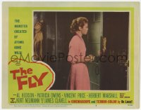 2m440 FLY LC #8 1958 Al Hedison in shadows lets Patricia Owens into his lab, classic sci-fi!