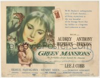 2m095 GREEN MANSIONS TC 1959 cool art of Audrey Hepburn & Anthony Perkins by Joseph Smith!