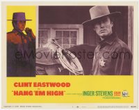 2m483 HANG 'EM HIGH LC #7 1968 great c/u of Clint Eastwood with badge standing by his horse!