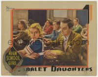 2m494 HIGH SCHOOL GIRL LC 1934 great close up of bad teens passing note in classroom!