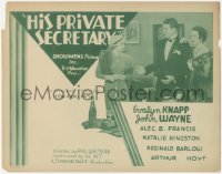 2m101 HIS PRIVATE SECRETARY TC 1933 young John Wayne in tuxedo with pretty Evalyn Knapp!