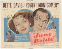2m116 JUNE BRIDE TC 1948 Warner Bros. new laugh team Bette Davis & Robert Montgomery!