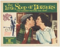2m583 LITTLE SHOP OF HORRORS LC #3 1960 best c/u of Jonathan Haze & Jackie Joseph about to kiss!