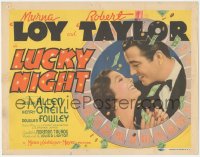 2m135 LUCKY NIGHT TC 1939 Myrna Loy & Robert Taylor in roulette wheel surrounded by cash, rare!