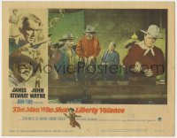 2m610 MAN WHO SHOT LIBERTY VALANCE LC #6 1962 Lee Van Cleef & Strother Martin glare at John Wayne!