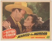 2m618 MARKED FOR MURDER LC 1945 romantic close up of Texas Ranger Dave O'Brien & Mary McConnell!