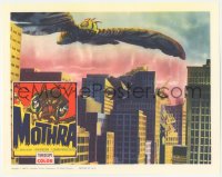 2m657 MOTHRA LC 1962 wonderful special effects scene with giant monster flying over destroyed city!