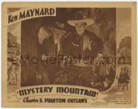 2m669 MYSTERY MOUNTAIN chapter 5 LC 1934 close up of Ken Maynard & man in Phantom Outlaws hideout!