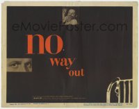 2m153 NO WAY OUT TC 1950 Widmark's eyes & terrified Linda Darnell, great design by Eric Nitsche!