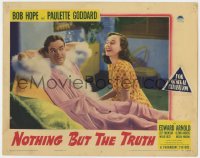 2m687 NOTHING BUT THE TRUTH LC 1941 sexy Paulette Goddard laughs at Bob Hope in pink woman's robe!