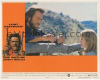 2m697 OUTLAW JOSEY WALES LC #2 1976 great close up of Clint Eastwood & Sondra Locke by fence!