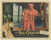 2m788 SHE-CREATURE LC #2 1956 best close up of the wild female monster from Hell under pier!