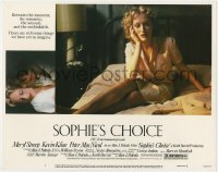 2m825 SOPHIE'S CHOICE LC #1 1982 c/u of worried Best Actress Oscar winner Meryl Streep on bed!