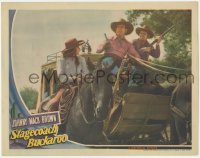 2m845 STAGECOACH BUCKAROO LC 1942 Johnny Mack Brown on stagecoach by Nell O'Day on horse!