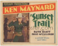 2m214 SUNSET TRAIL TC 1932 cool image of shadow pointing gun at Ken Maynard with his hands up, rare!