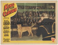 2m907 THIS WOMAN IS MINE LC R1943 King of the Circus facing down lion in cage as crowd watches!