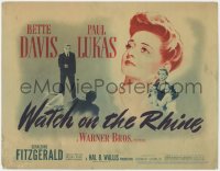 2m236 WATCH ON THE RHINE TC 1943 Bette Davis, Paul Lukas, anti-Nazi Home Front in WWII, very rare!