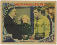 2m967 WHEN A MAN SEES RED LC 1934 great close up worried cowboy Buck Jones and Peggy Campbell!