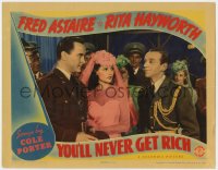 2m996 YOU'LL NEVER GET RICH LC 1941 Rita Hayworth between John Hubbard glaring at Fred Astaire!