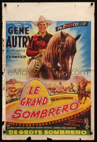 2p118 BIG SOMBRERO Belgian 1950 artwork of Gene Autry & Champion, plus sexy Elena Verdugo!